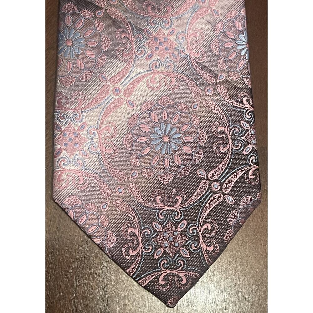 Mario Ferrari Pink Blue Black Hand Made 100% Polyester Men’s Neck Tie